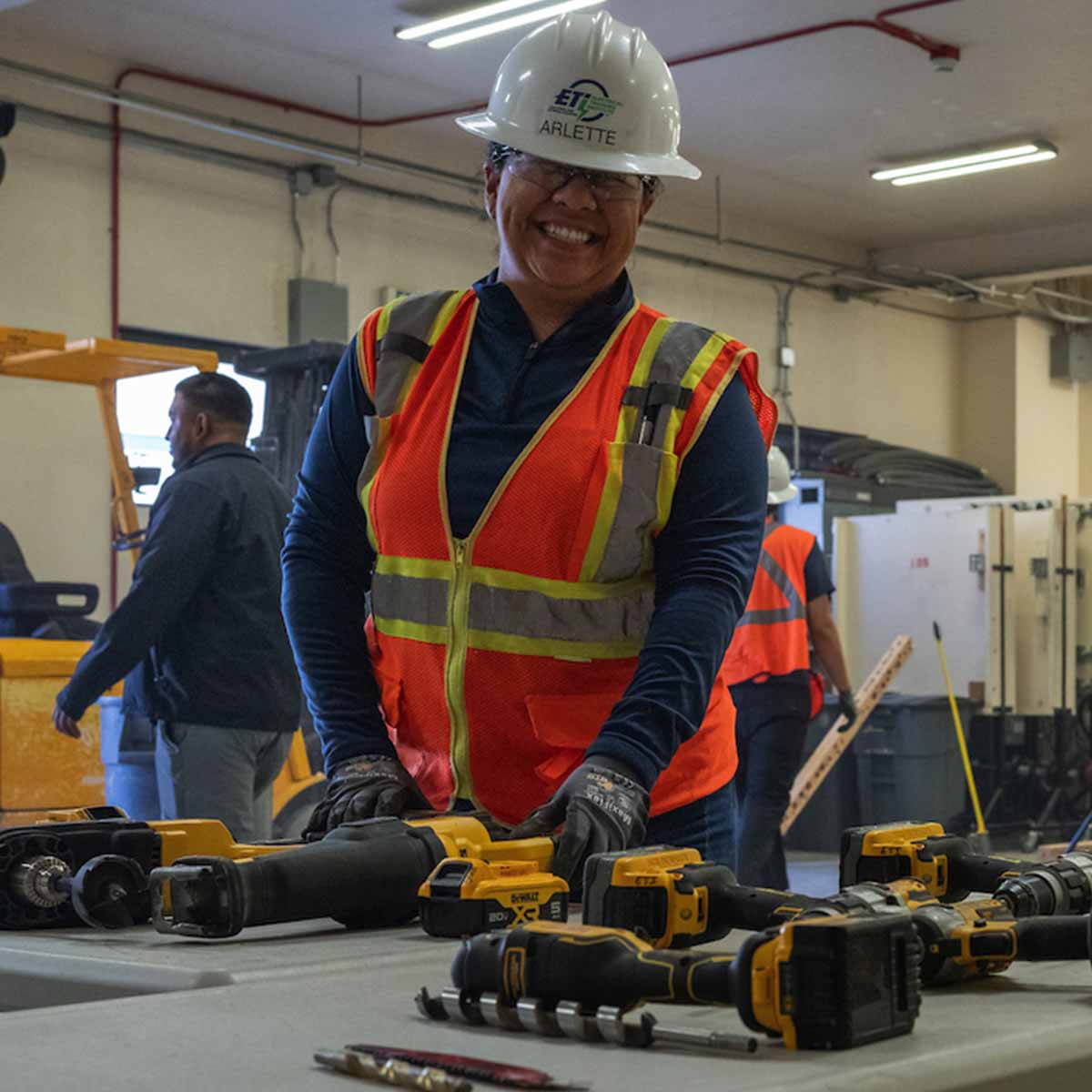 Electrician Trainee learning about the tools of the trade.